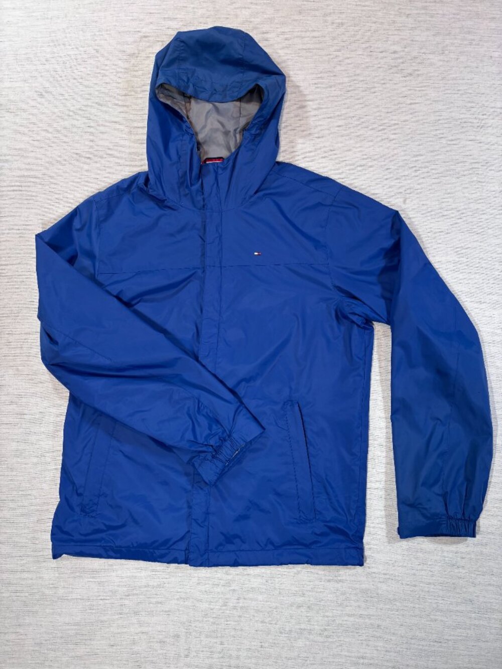 Tommy Hilfiger Men's Hooded Rain Jacket Blue Mesh Lined Waterproof